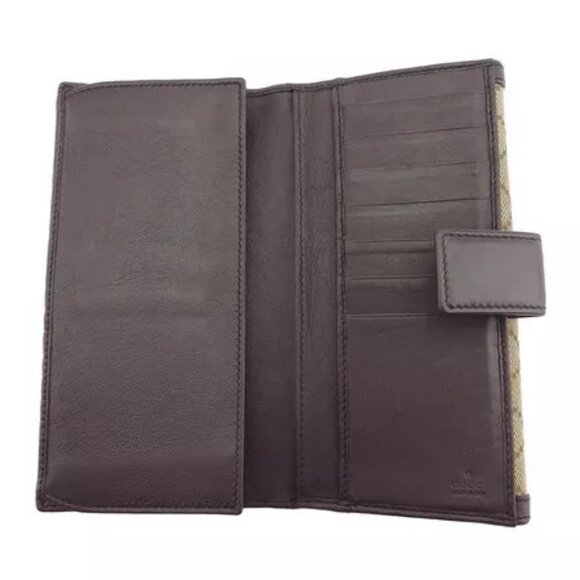 GUCCI Long Wallet GG Canvas Beige Canvas x Leather Authentic Used - Picture 5 of 10